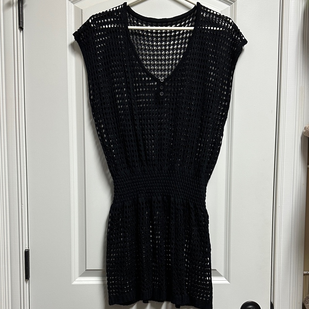 Black Crochet Knit Dress